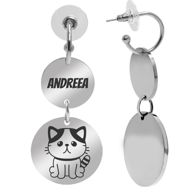                  Cercei personalizati Banuti Inox Argintiu Animalut de companie
               