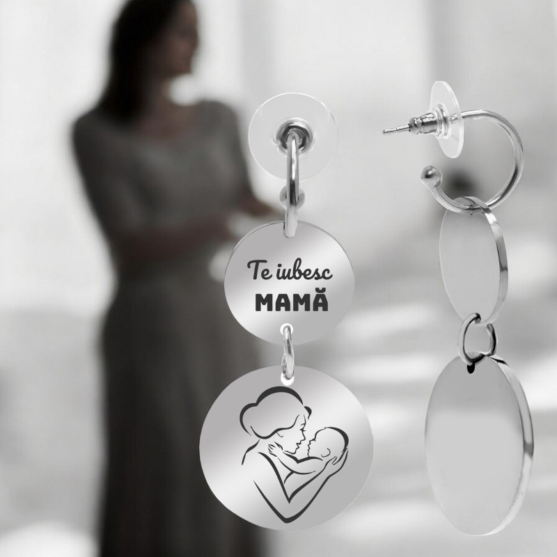                  Cercei personalizati Banuti Inox Argintiu Mama
               