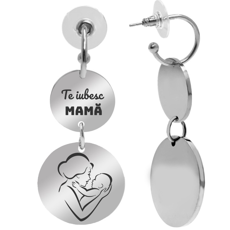                  Cercei personalizati Banuti Inox Argintiu Mama
               