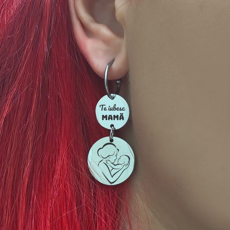                  Cercei personalizati Banuti Inox Argintiu Mama
               
