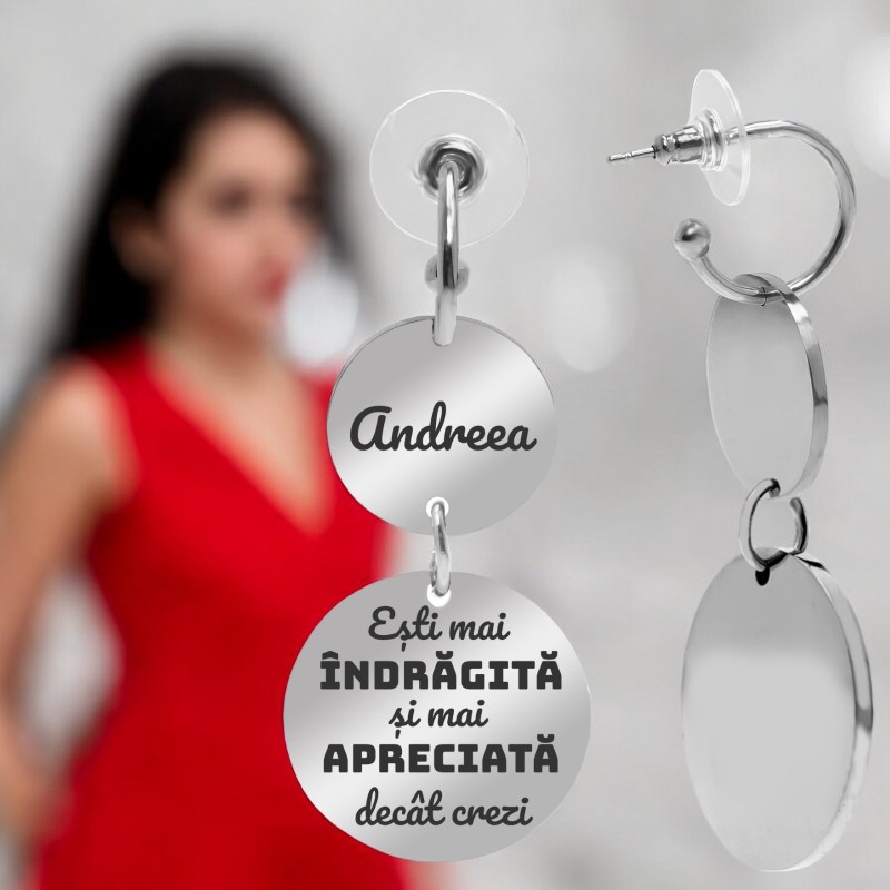                  Cercei personalizati Banuti Inox Argintiu Motivatie
               