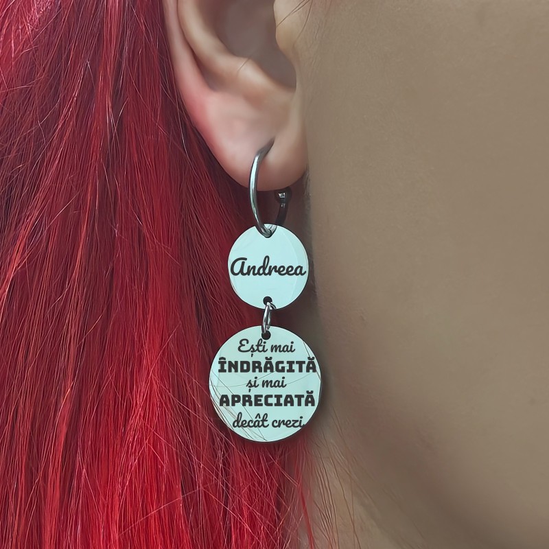                  Cercei personalizati Banuti Inox Argintiu Motivatie
               