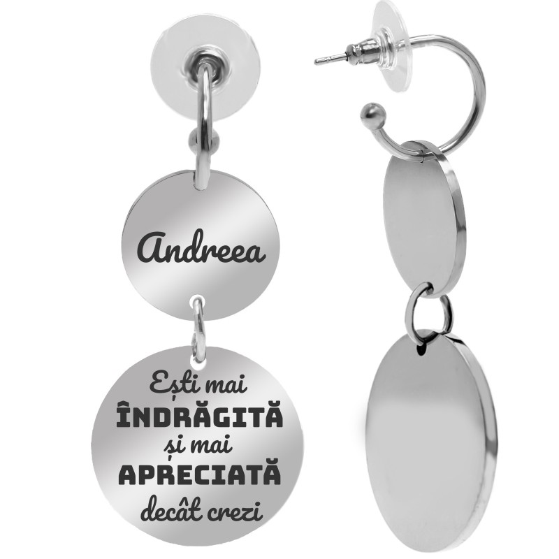                  Cercei personalizati Banuti Inox Argintiu Motivatie
               