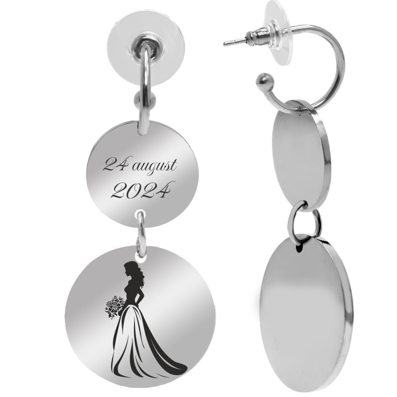                  Cercei personalizati Banuti Inox Argintiu Nunta Botez
               