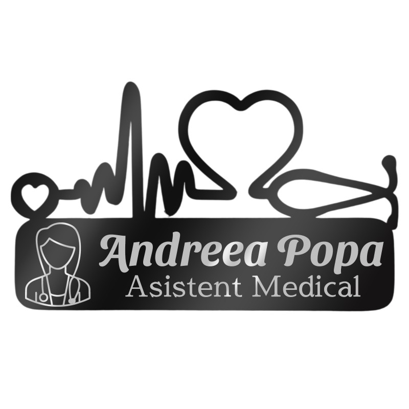 Ecuson Medical Personalizat Inox Negru Asistent Medical