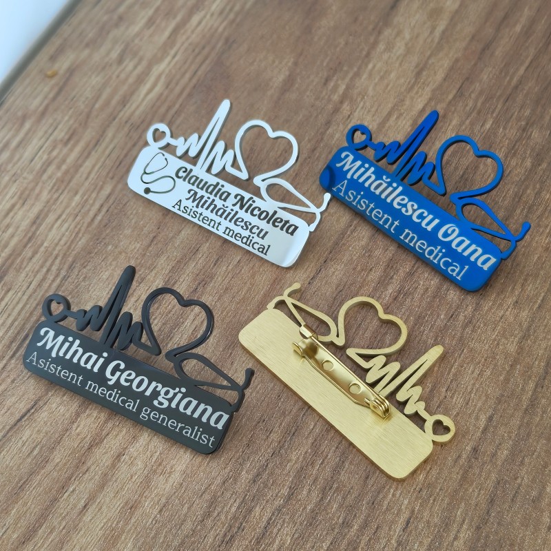 Ecuson Medical Personalizat Inox Albastru Medic Neurolog
