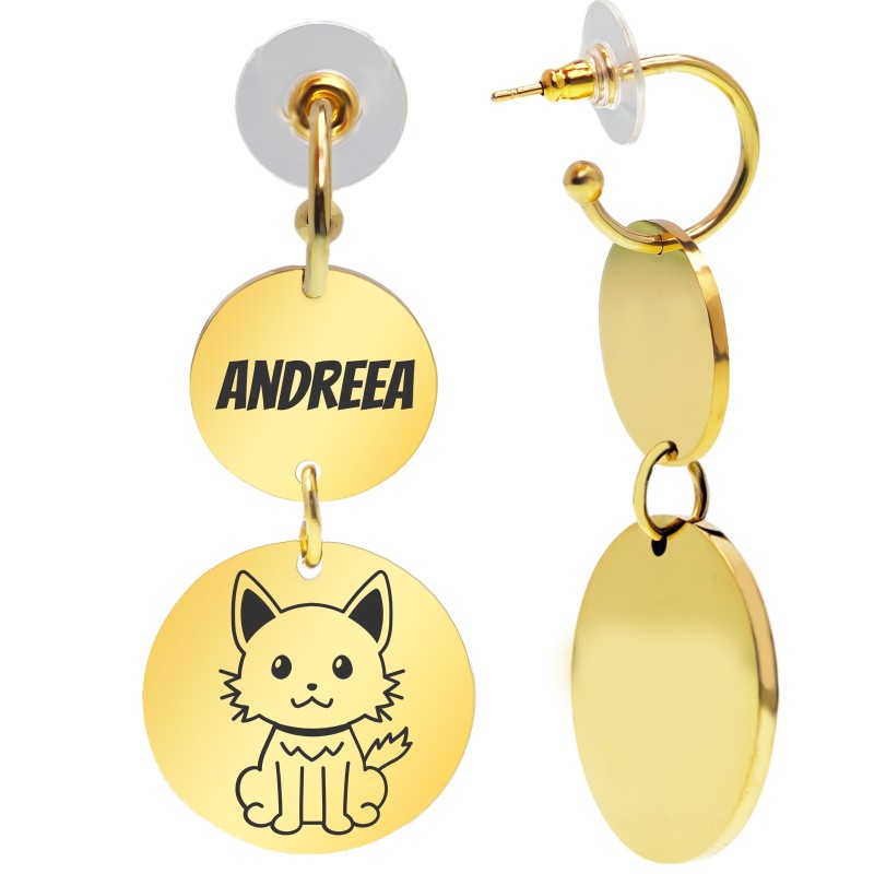                  Cercei personalizati Banuti Inox Auriu Animalut de companie
               