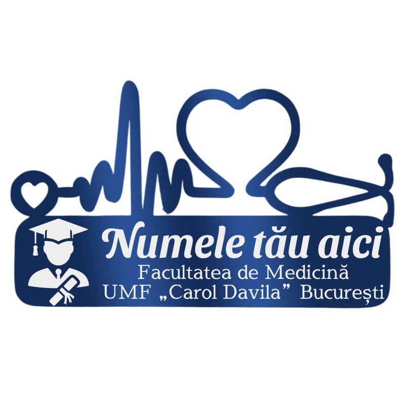 Ecuson Medical Personalizat Inox Albastru Absolvent Nume