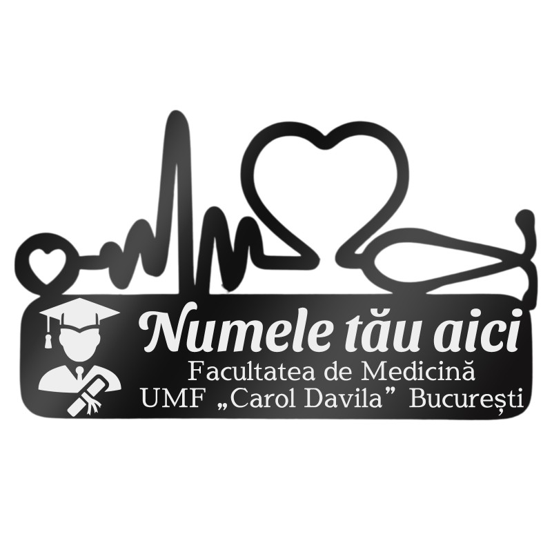 Ecuson Medical Personalizat Inox Negru Absolvent Nume