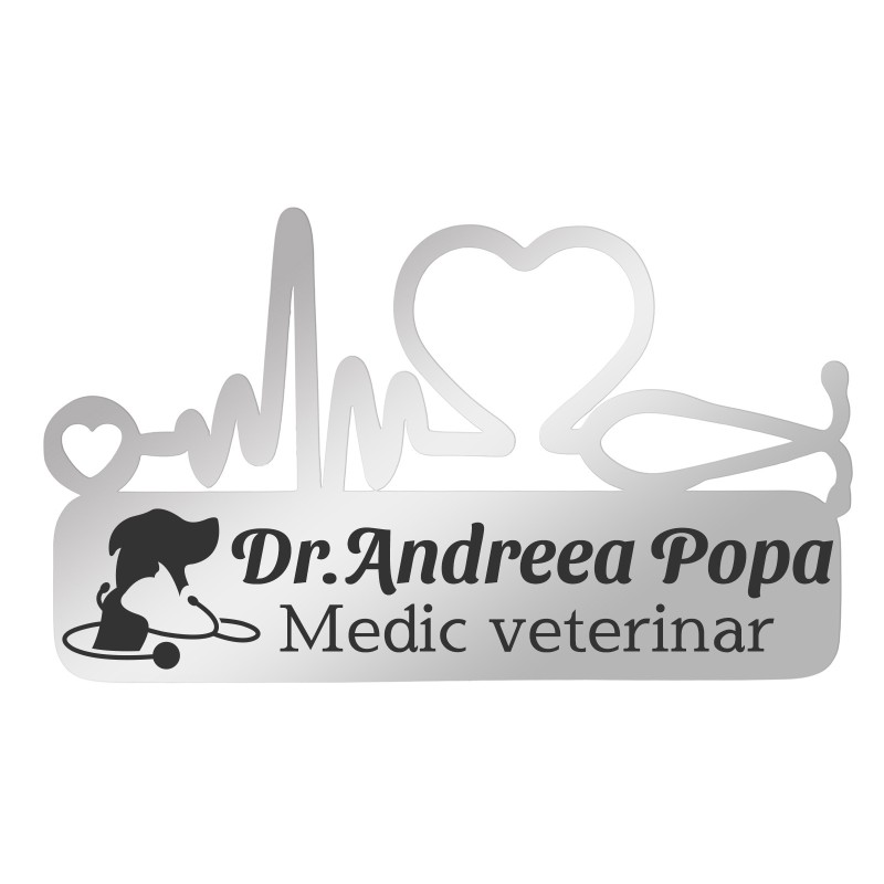 Ecuson Medical Personalizat Inox Argintiu Medic Veterinar