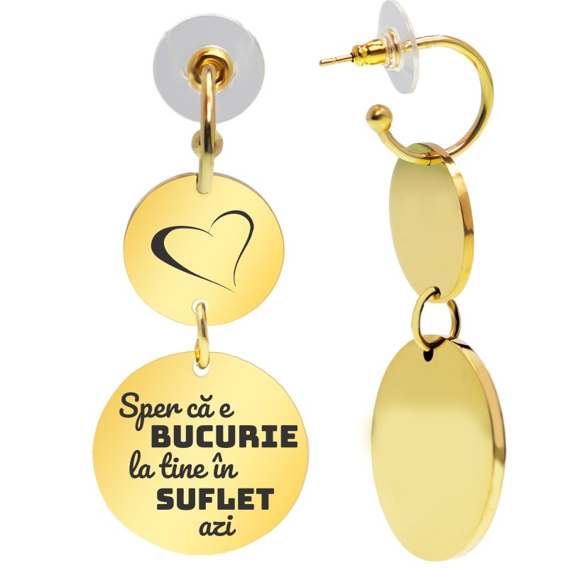                  Cercei personalizati Banuti Inox Auriu Suflet
               