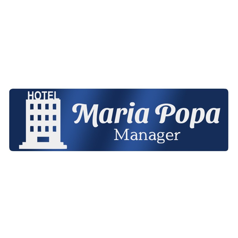                  Ecuson Personalizat Inox Albastru Nume Manager Hotel
               
