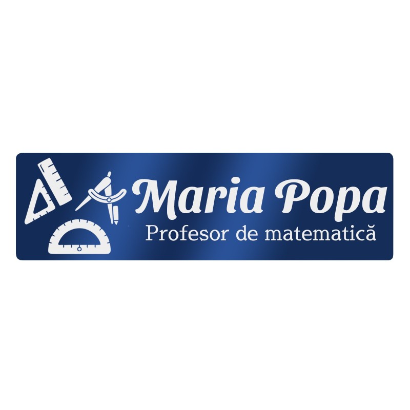 Ecuson Personalizat Inox Albastru Nume Profesor Matematica