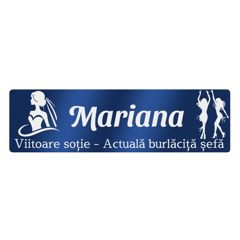 Ecuson Personalizat Inox Albastru Nume Viitoare Sotie Petrecere Burlacitelor