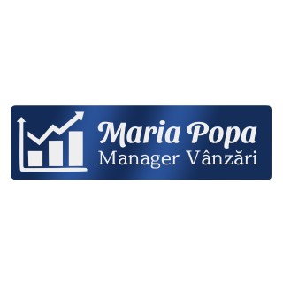 Ecuson Personalizat Inox Albastru Nume Manager Vanzari