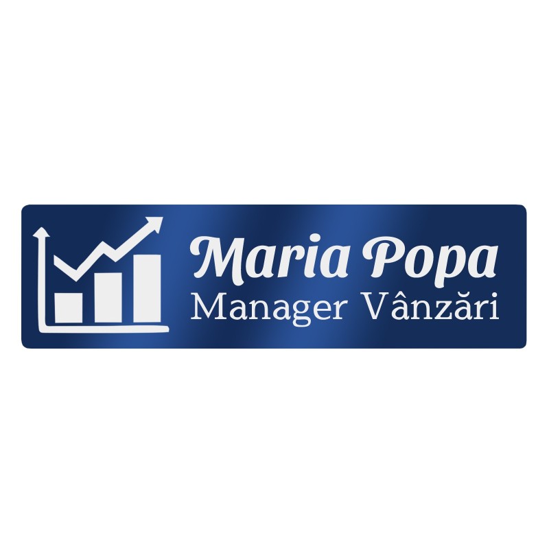 Ecuson Personalizat Inox Albastru Nume Manager Vanzari