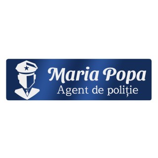 Ecuson Personalizat Inox Albastru Nume Politie