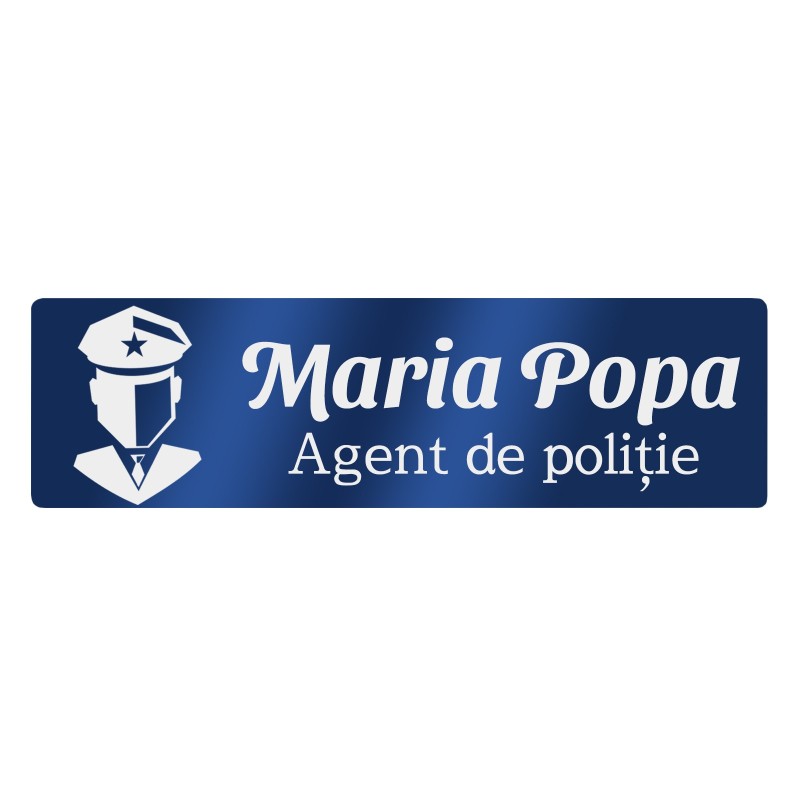 Ecuson Personalizat Inox Albastru Nume Politie