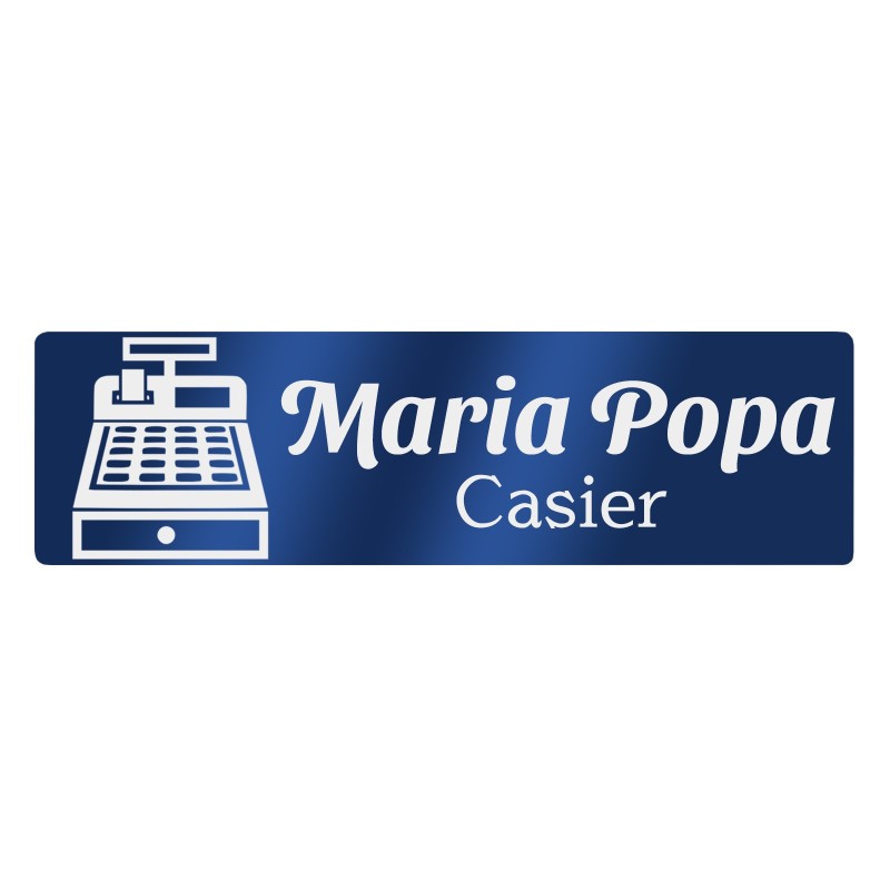 Ecuson Personalizat Inox Albastru Nume Casier