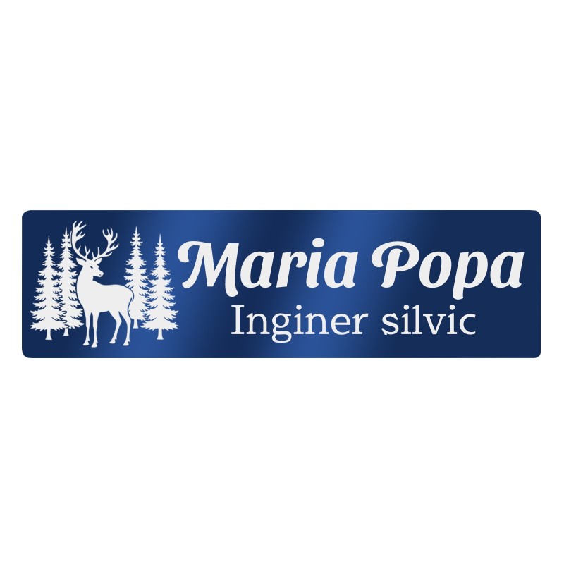 Ecuson Personalizat Inox Albastru Nume Inginer Silvic