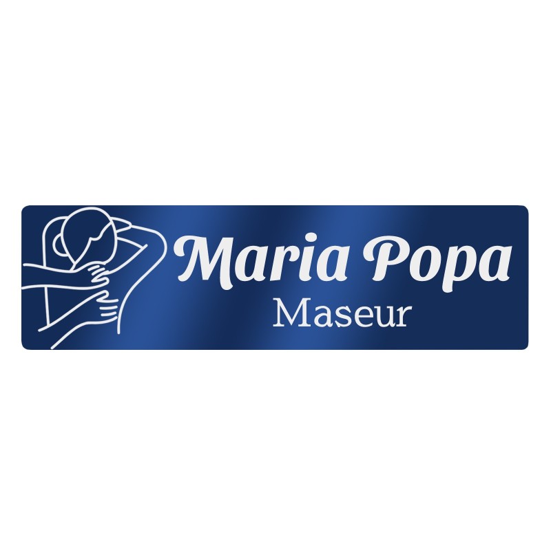 Ecuson Personalizat Inox Albastru Nume Maseur
