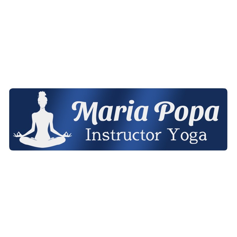 Ecuson Personalizat Inox Albastru Nume Yoga