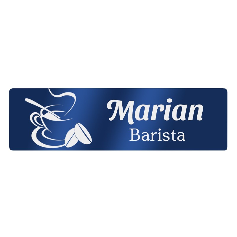 Ecuson Personalizat Inox Albastru Nume Barista