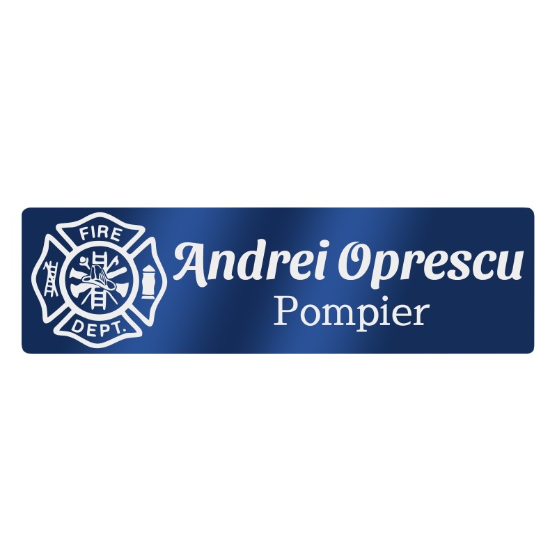                  Ecuson Personalizat Inox Albastru Nume Pompier
               