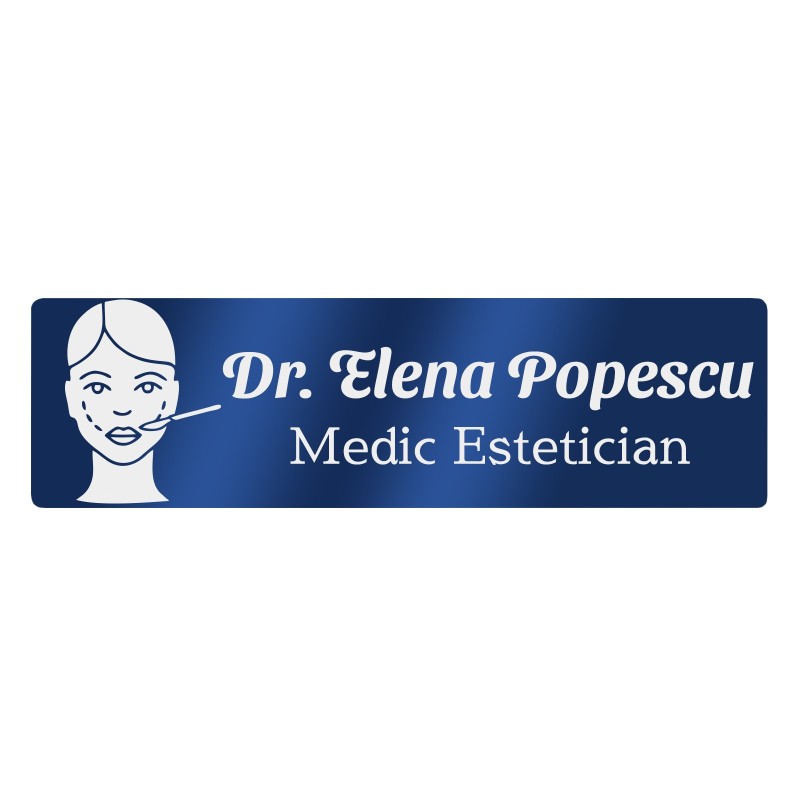 Ecuson Personalizat Inox Albastru Nume Doctor Estetician