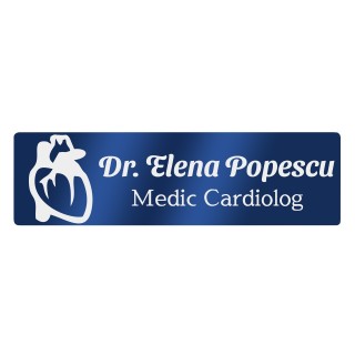 Ecuson Personalizat Inox Albastru Nume Doctor Cardiolog