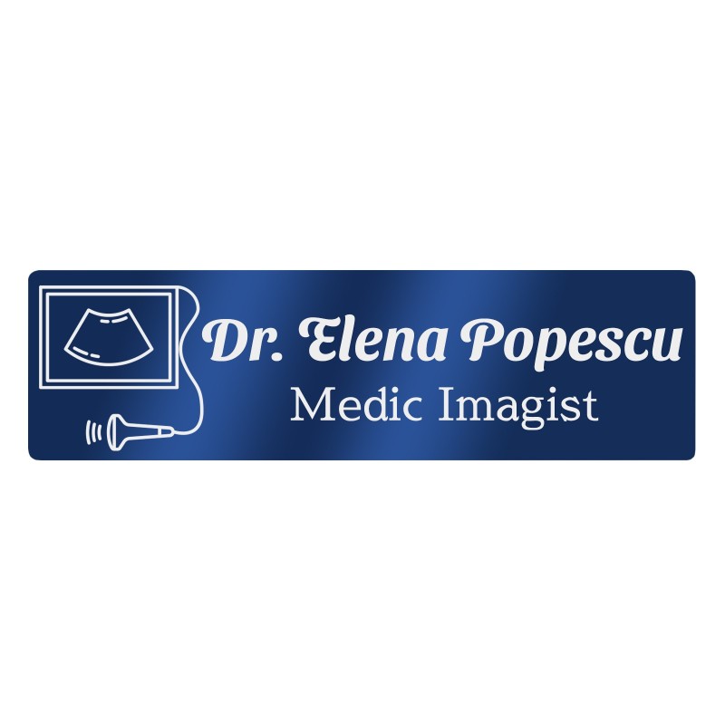 Ecuson Personalizat Inox Albastru Nume Doctor Imagist