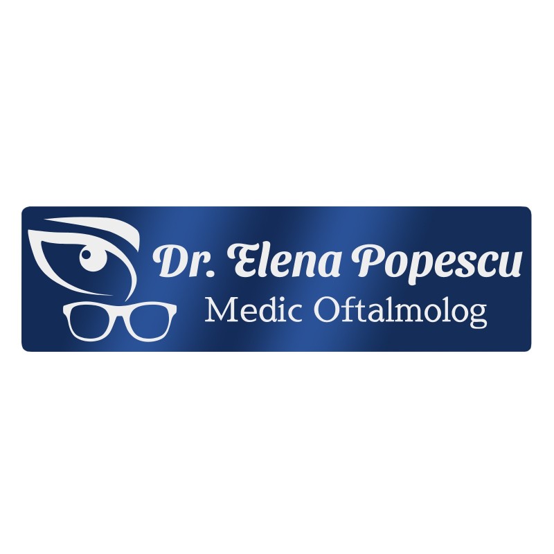 Ecuson Personalizat Inox Albastru Nume Doctor Oftalmolog