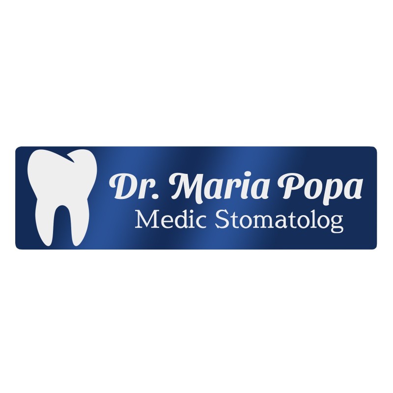 Ecuson Personalizat Inox Albastru Nume Doctor Stomatolog