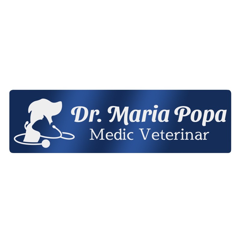                  Ecuson Personalizat Inox Albastru Nume Doctor Veterinar
               
