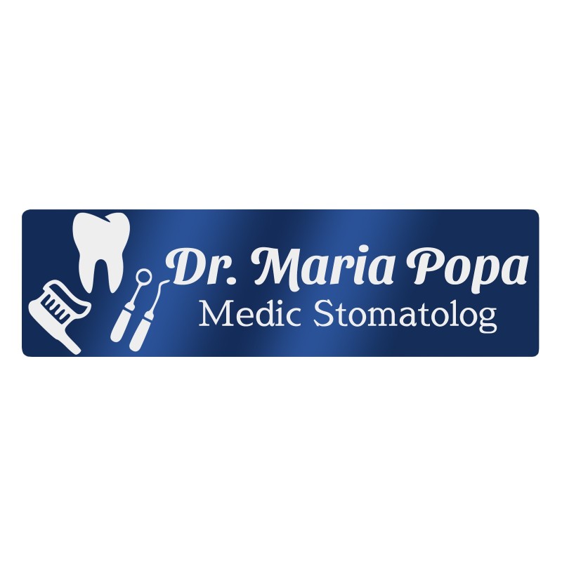                  Ecuson Personalizat Inox Albastru Nume Medic Stomatolog
               