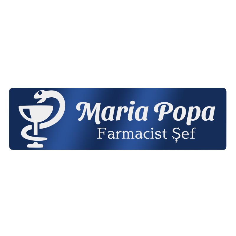                  Ecuson Personalizat Inox Albastru Nume Farmacist
               