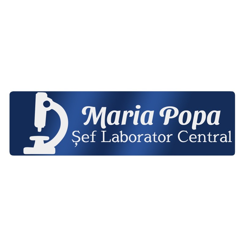 Ecuson Personalizat Inox Albastru Nume Cercetator
