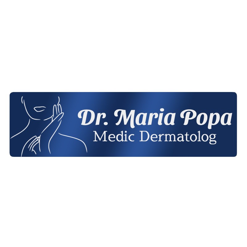                  Ecuson Personalizat Inox Albastru Nume Medic Dermatolog
               