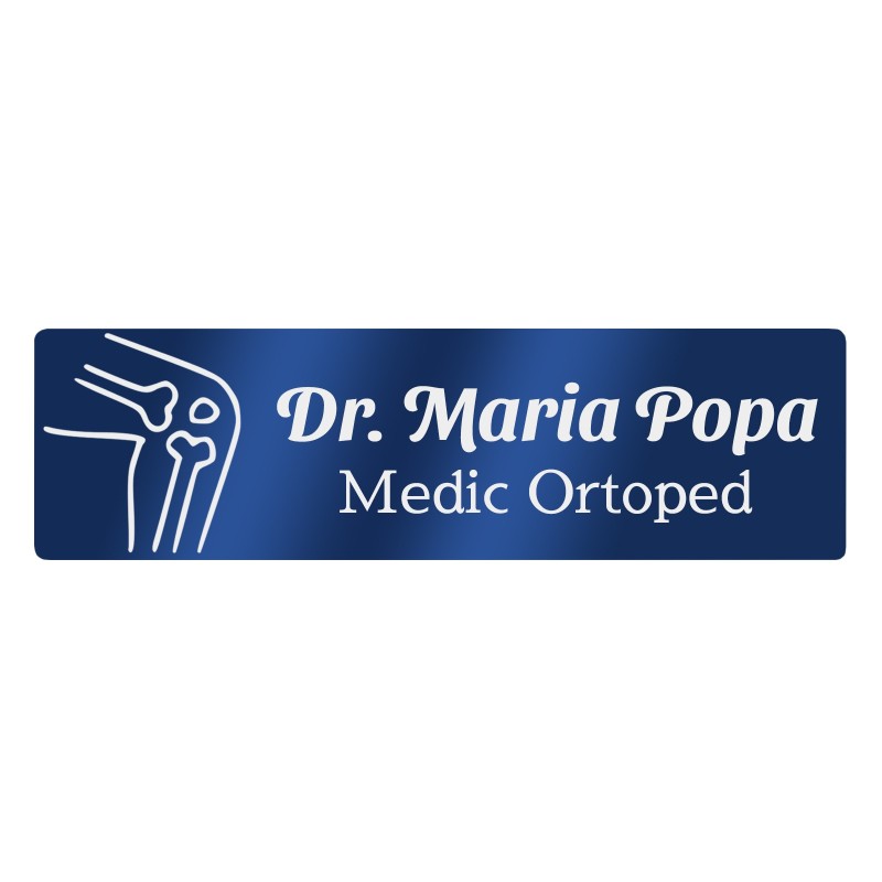 Ecuson Personalizat Inox Albastru Nume Medic Ortoped