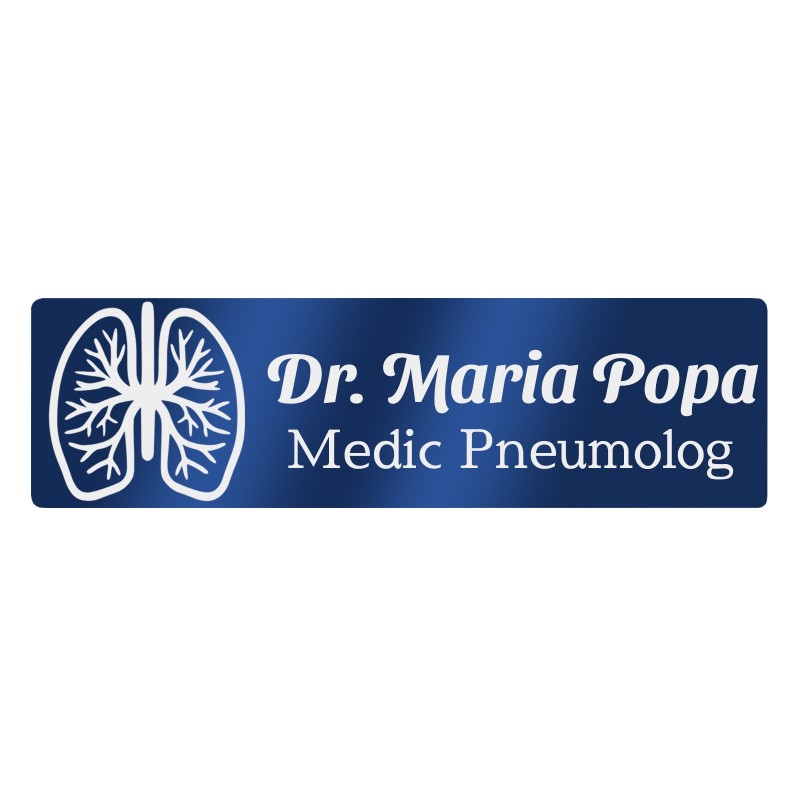 Ecuson Personalizat Inox Albastru Nume Medic Pneumolog