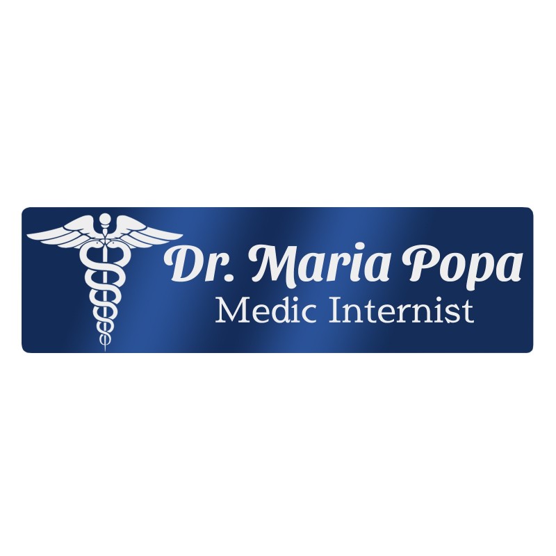                  Ecuson Personalizat Inox Albastru Nume Doctor Inger
               