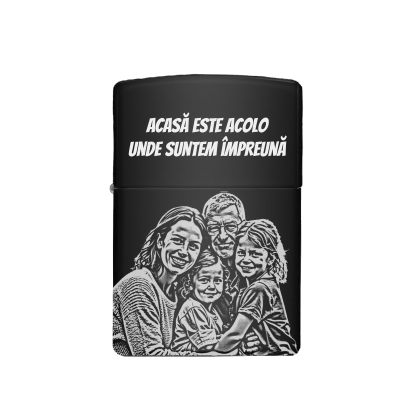                  Bricheta Personalizata Inox Negru Poza Mesaj
               