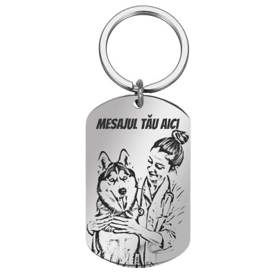 Breloc Personalizat Army Inox Argintiu Poza si Mesaj