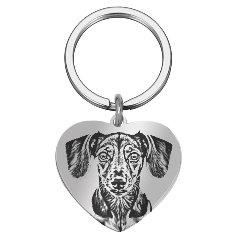 Breloc Personalizat Inima Mica Inox Argintiu Poza si Mesaj