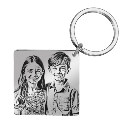 Breloc Personalizat Romb Inox Argintiu Poza si Mesaj