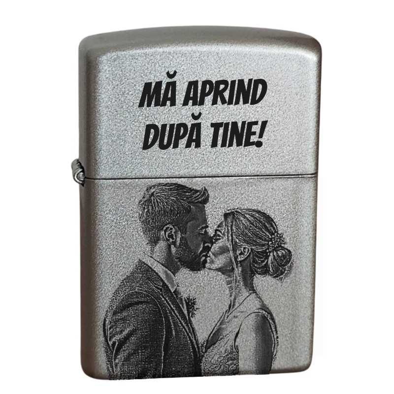 Bricheta Personalizata Inox Gri Perlat Cadou pentru Iubit