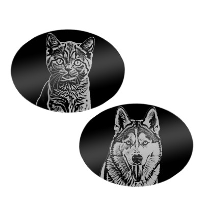 Butoni personalizati Oval Inox Negru Poze
