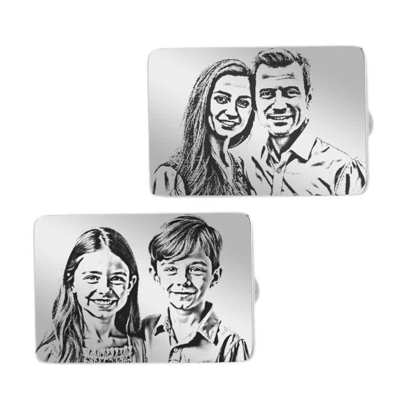 Butoni personalizati Dreptunghi Inox Argintiu Poze