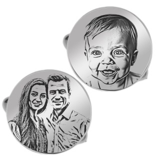 Butoni personalizati Rotund Inox Argintiu Poze