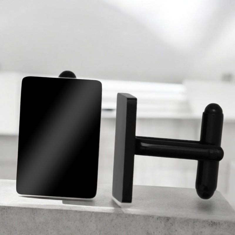 Butoni personalizati Dreptunghi Inox Negru Poze
